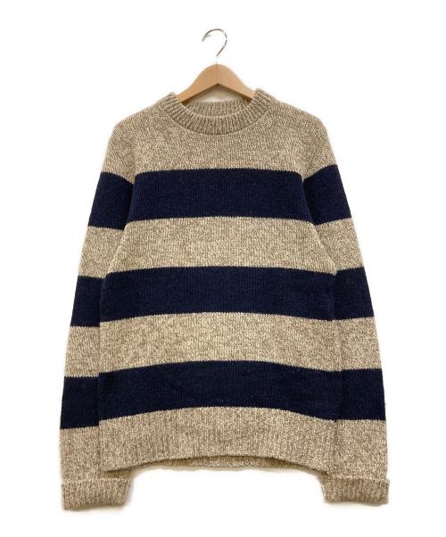 L.L.Bean（エルエルビーン）L.L.Bean (エルエルビーン) ウールボーダーニット ベージュ×ネイビー サイズ:Mの古着・服飾アイテム