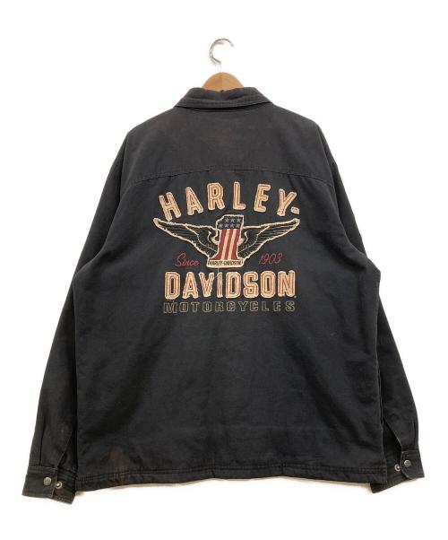 HARLEY-DAVIDSON（ハーレーダビッドソン）HARLEY-DAVIDSON (ハーレーダビッドソン) 刺繍シェルジャケット ブラック サイズ:XLの古着・服飾アイテム