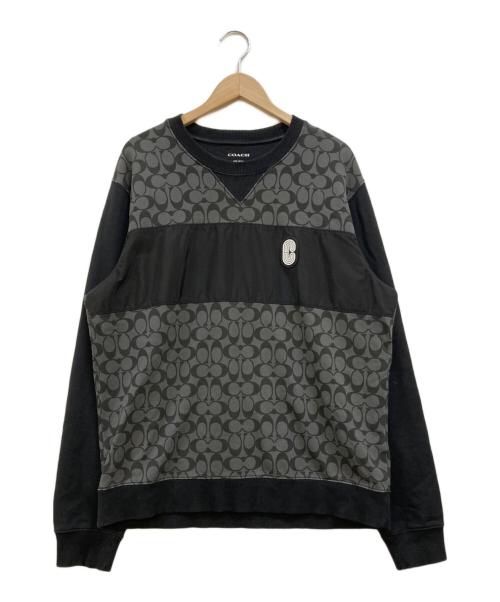 COACH（コーチ）COACH (コーチ) シグネチャー クルーネック スウェット ブラック サイズ:Lの古着・服飾アイテム