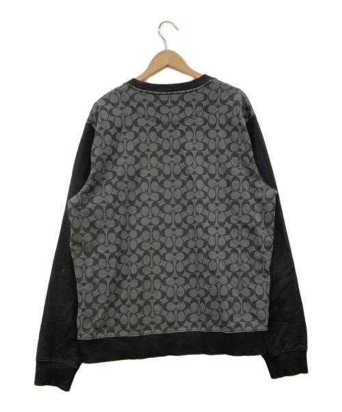 COACH（コーチ）COACH (コーチ) シグネチャー クルーネック スウェット ブラック サイズ:Lの古着・服飾アイテム