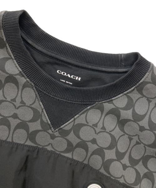 COACH（コーチ）COACH (コーチ) シグネチャー クルーネック スウェット ブラック サイズ:Lの古着・服飾アイテム