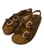 STACCATOスタッカート）の古着「カラフルビジューフットベッドサンダル」｜ブラウン