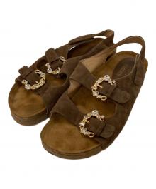 STACCATO（スタッカート）の古着「カラフルビジューフットベッドサンダル」｜ブラウン