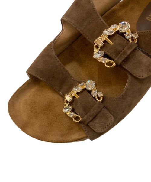 STACCATO（スタッカート）STACCATO (スタッカート) カラフルビジューフットベッドサンダル ブラウン サイズ:24㎝の古着・服飾アイテム