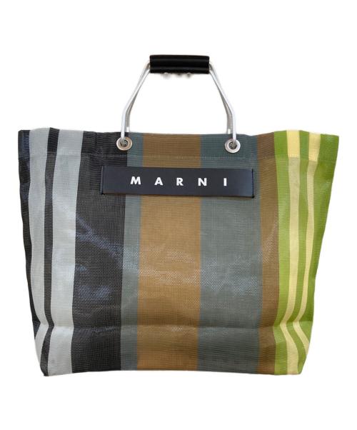 MARNI（マルニ）MARNI (マルニ) MARNI MARKET STRIPE BAG ブラウン×グレー×ブラックの古着・服飾アイテム