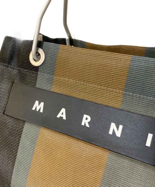 MARNI（マルニ）MARNI (マルニ) MARNI MARKET STRIPE BAG ブラウン×グレー×ブラックの古着・服飾アイテム
