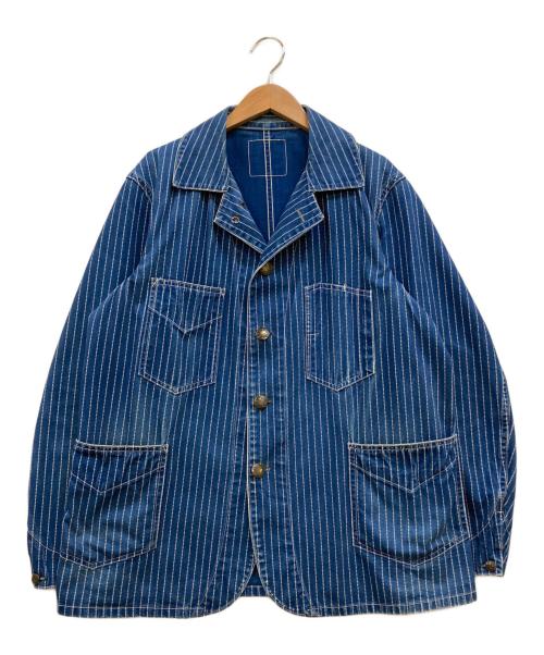 HEADLIGHT（ヘッドライト）HEADLIGHT (ヘッドライト) ウォバッシュストライプ カバーオール ブルー サイズ:40の古着・服飾アイテム