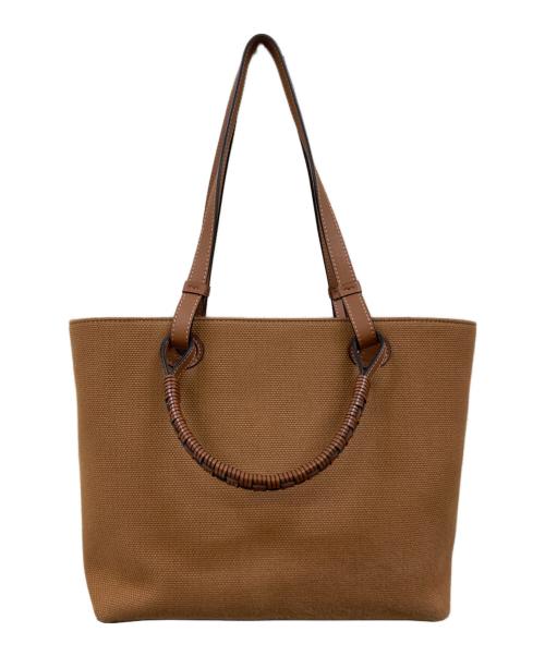 LOEWE（ロエベ）LOEWE (ロエベ) ジャガード×レザー ANAGRAM TOTE SMALL アナグラム スモール トートバッグ TAN PECA ブラウンの古着・服飾アイテム