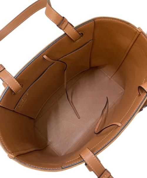 LOEWE（ロエベ）LOEWE (ロエベ) ジャガード×レザー ANAGRAM TOTE SMALL アナグラム スモール トートバッグ TAN PECA ブラウンの古着・服飾アイテム