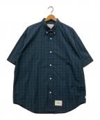 WTAPSダブルタップス）の古着「オーバーサイズ 半袖チェックシャツ」｜グリーン×ネイビー