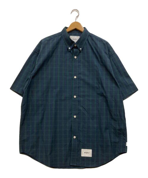 WTAPS（ダブルタップス）WTAPS (ダブルタップス) オーバーサイズ 半袖チェックシャツ グリーン×ネイビー サイズ:04の古着・服飾アイテム