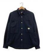 SASSAFRASササフラス）の古着「アルミ釦ウールシャツ」｜ネイビー
