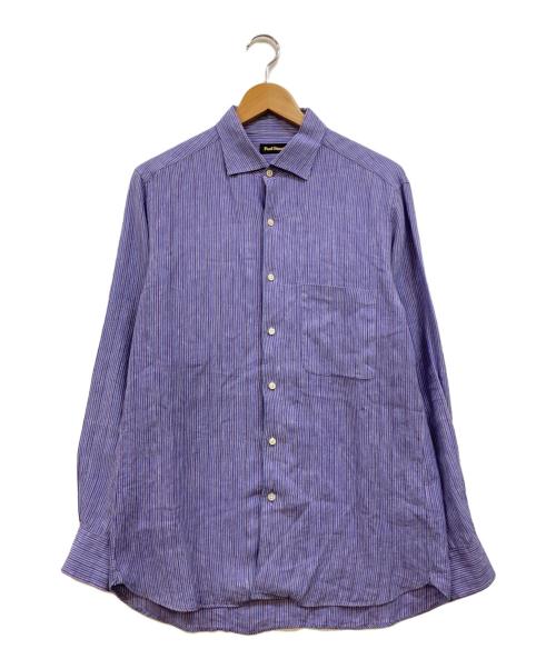 Paul Stuart（ポールスチュアート）Paul Stuart (ポールスチュアート) リネンストライプシャツ パープル サイズ:Lの古着・服飾アイテム