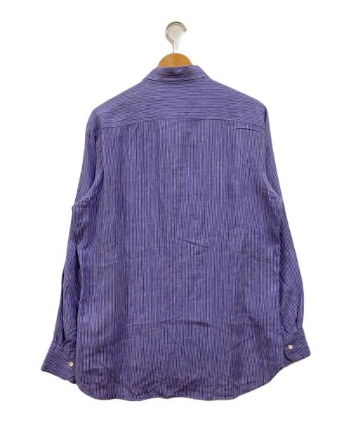 Paul Stuart（ポールスチュアート）Paul Stuart (ポールスチュアート) リネンストライプシャツ パープル サイズ:Lの古着・服飾アイテム