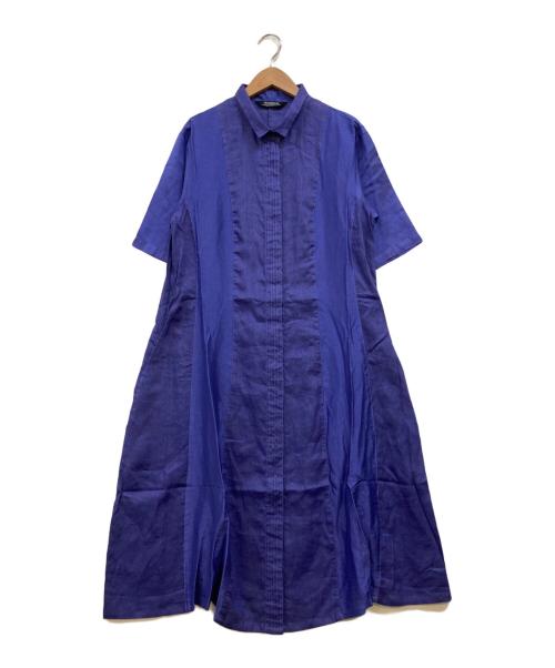 YACCO MARICARD（ヤッコマリカルド）YACCO MARICARD (ヤッコマリカルド) シルクピンタックワンピース ブルー サイズ:4の古着・服飾アイテム