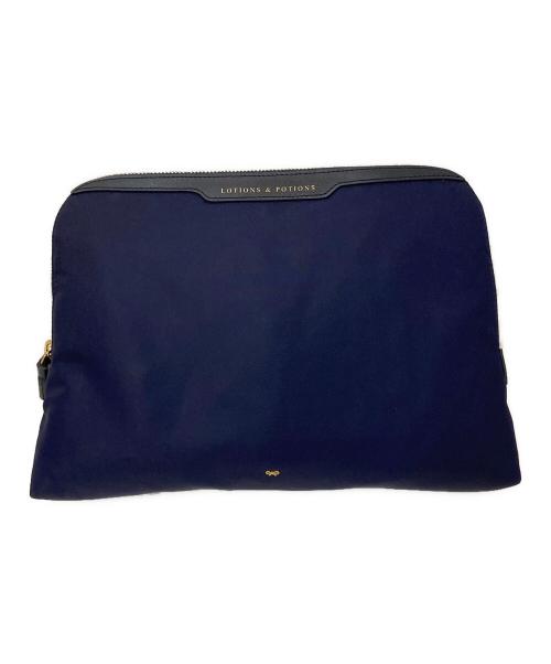 ANYA HINDMARCH（アニヤ・ハインドマーチ）ANYA HINDMARCH (アニヤハインドマーチ) LOTIONS＆POTIONS ビッグサイズコスメポーチ ネイビーの古着・服飾アイテム