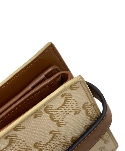 CELINE（セリーヌ）CELINE (セリーヌ) トリオンフ キャンバス スモールストラップウォレット アイボリーの古着・服飾アイテム