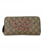 GUCCIグッチ）の古着「GGスプリーム キングスネーク ラウンドファスナーウォレット」｜ベージュ