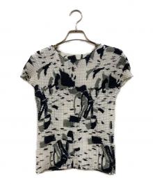 ISSEY MIYAKE（イッセイミヤケ）の古着「プリーツカットソー」｜ホワイト×ネイビー