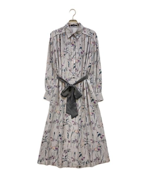 Aquascutum（アクアスキュータム）Aquascutum (アクアスキュータム) フラワーブラウスワンピース ブルー サイズ:8の古着・服飾アイテム