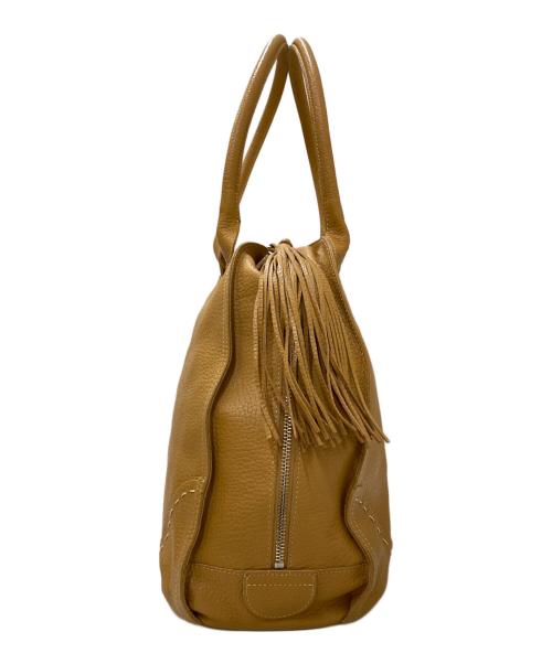 NAGATANI（ナガタニ）NAGATANI (ナガタニ) レザーフリンジトートバッグ ベージュの古着・服飾アイテム