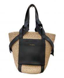 VIOLAd'ORO（ヴィオラドーロ）の古着「レザーポケットトートバッグ」｜ベージュ