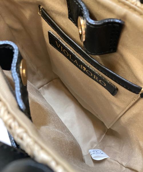 VIOLAd'ORO（ヴィオラドーロ）VIOLAd'ORO (ヴィオラドーロ) レザーポケットトートバッグ ベージュの古着・服飾アイテム