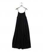 CABANキャバン）の古着「キュプラポリエステルジャージー ギャザーワンピース」｜ブラック