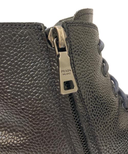 PRADA（プラダ）PRADA (プラダ) ウィングチップレースアップブーツ ブラック サイズ:6の古着・服飾アイテム