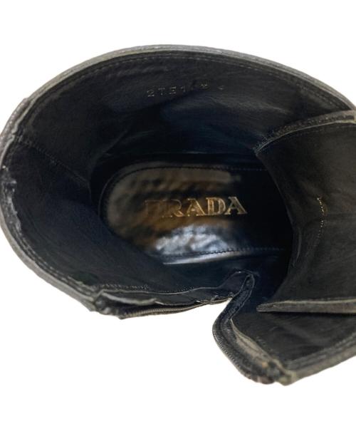 PRADA（プラダ）PRADA (プラダ) ウィングチップレースアップブーツ ブラック サイズ:6の古着・服飾アイテム