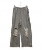 JEANASISジーナシス）の古着「ダメージスウェットパンツ」｜イエロー