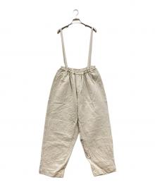 nest Robe（ネストローブ）の古着「サスペンダーコットンリネンワイドパンツ」｜ベージュ