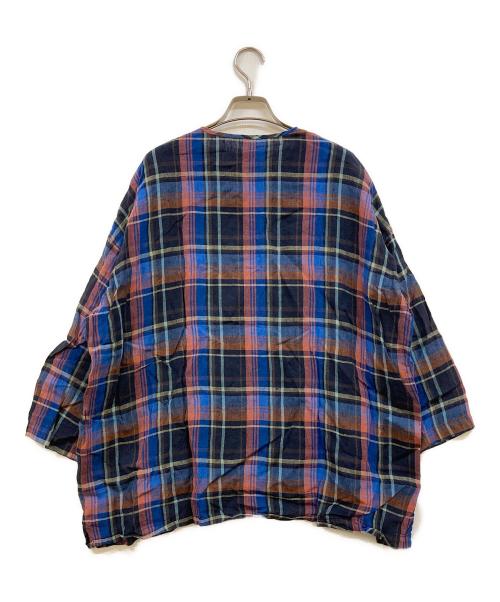 nest Robe（ネストローブ）nest Robe (ネストローブ) リネンチェックブラウス ネイビー サイズ:Fの古着・服飾アイテム
