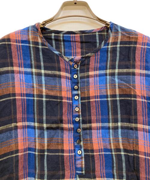 nest Robe（ネストローブ）nest Robe (ネストローブ) リネンチェックブラウス ネイビー サイズ:Fの古着・服飾アイテム