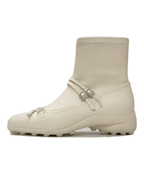 STACCATO（スタッカート）STACCATO (スタッカート) ドライビングリボンコンビストレッチブーツ アイボリー サイズ:24.5㎝の古着・服飾アイテム