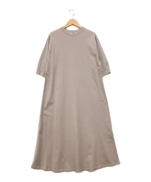 23区（ニジュウサンク）23区 (ニジュウサンク) 【洗える】ヴィスコースストレッチ パフスリーブ ニットワンピース ベージュ サイズ:38 未使用品の古着・服飾アイテム