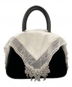 Tanaka Daisukeタナカ ダイスケ）の古着「ホワイト ハンカチーフ レザーハンドバッグ」｜ブラック