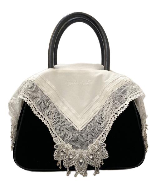 Tanaka Daisuke（タナカ ダイスケ）Tanaka Daisuke (タナカ ダイスケ) ホワイト ハンカチーフ レザーハンドバッグ ブラックの古着・服飾アイテム