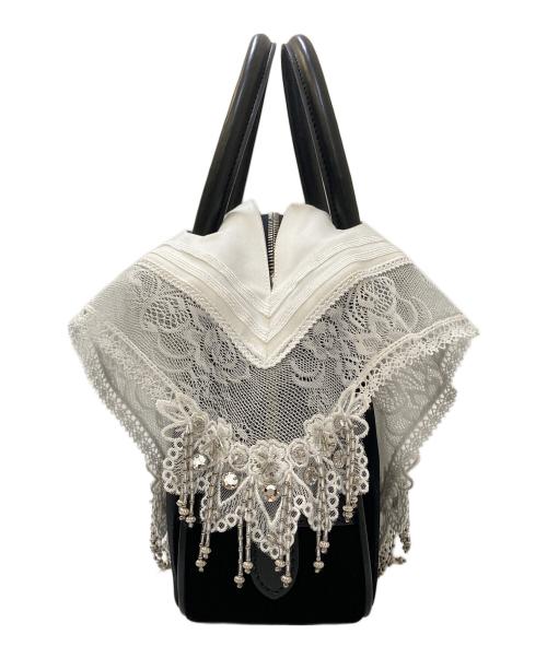 Tanaka Daisuke（タナカ ダイスケ）Tanaka Daisuke (タナカ ダイスケ) ホワイト ハンカチーフ レザーハンドバッグ ブラックの古着・服飾アイテム