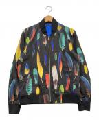 PAUL SMITHポールスミス）の古着「フェザープリントジャケット」｜ブラック