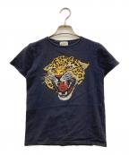 GUCCIグッチ）の古着「タイガーTシャツ」｜ネイビー