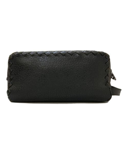 BOTTEGA VENETA（ボッテガベネタ）BOTTEGA VENETA (ボッテガベネタ) シボレザー セカンドバッグ ブラックの古着・服飾アイテム