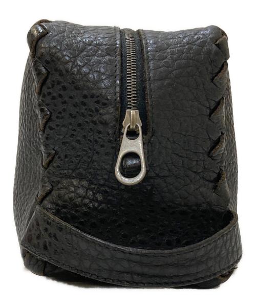 BOTTEGA VENETA（ボッテガベネタ）BOTTEGA VENETA (ボッテガベネタ) シボレザー セカンドバッグ ブラックの古着・服飾アイテム