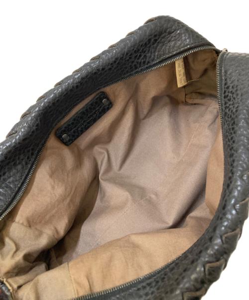 BOTTEGA VENETA（ボッテガベネタ）BOTTEGA VENETA (ボッテガベネタ) シボレザー セカンドバッグ ブラックの古着・服飾アイテム