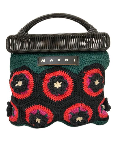 MARNI（マルニ）MARNI (マルニ) FLOWER CAFE  フラワーカフェ クロシェバッグ ブラック×レッド×グリーンの古着・服飾アイテム