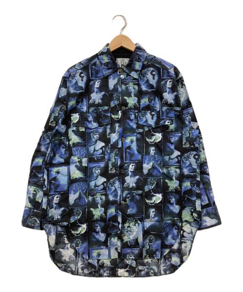 GAULTIER JEANS（ゴルチエジーンズ）GAULTIER JEANS (ゴルチエジーンズ) 彫刻総柄シャツ ブルー サイズ:40の古着・服飾アイテム