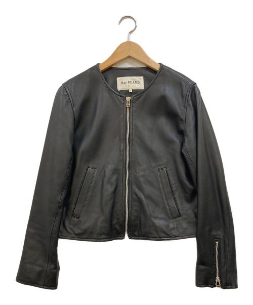 RAY BEAMS（レイ ビームス）RAY BEAMS (レイ ビームス) ラムレザーノーカラージャケット ブラックの古着・服飾アイテム