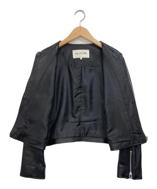 RAY BEAMS（レイ ビームス）RAY BEAMS (レイ ビームス) ラムレザーノーカラージャケット ブラックの古着・服飾アイテム