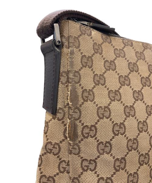 GUCCI（グッチ）GUCCI (グッチ) GGキャンバス レザーコンビショルダーバッグ ベージュの古着・服飾アイテム