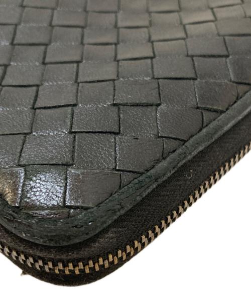 BOTTEGA VENETA（ボッテガベネタ）BOTTEGA VENETA (ボッテガベネタ) イントレチャートラウンドジップウォレット ブラックの古着・服飾アイテム